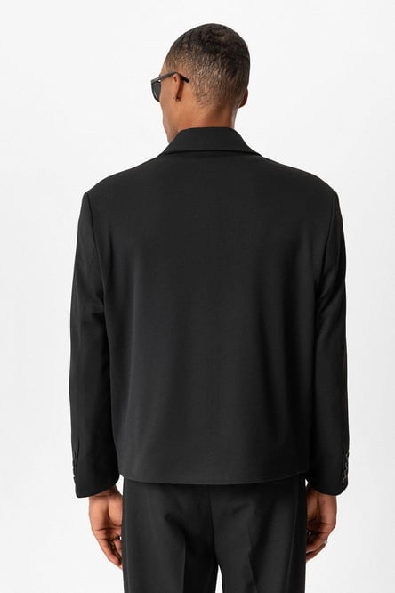 Black Crop Fit Men's Blazer Jacket