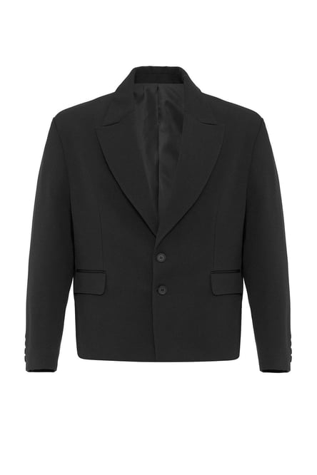 Black Crop Fit Men's Blazer Jacket