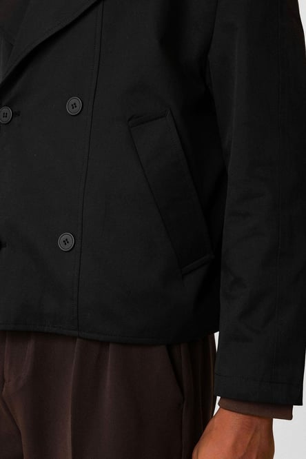 Black Crop Fit Men's Trench Coat