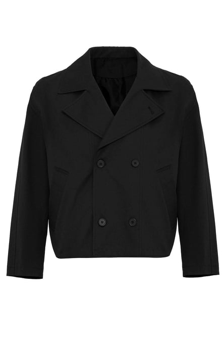 Black Crop Fit Men's Trench Coat