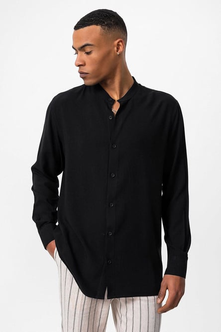 Antioch Black Collar Regular Fit Men's Shirt