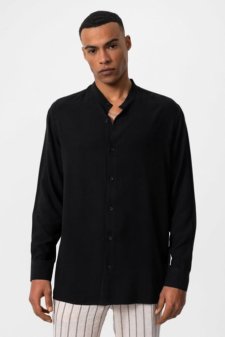 Antioch Black Collar Regular Fit Men's Shirt