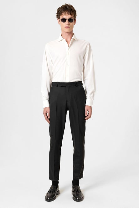 Black Classic High Waist Men's Trousers