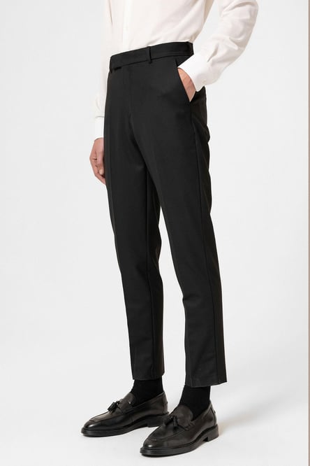 Black Classic High Waist Men's Trousers