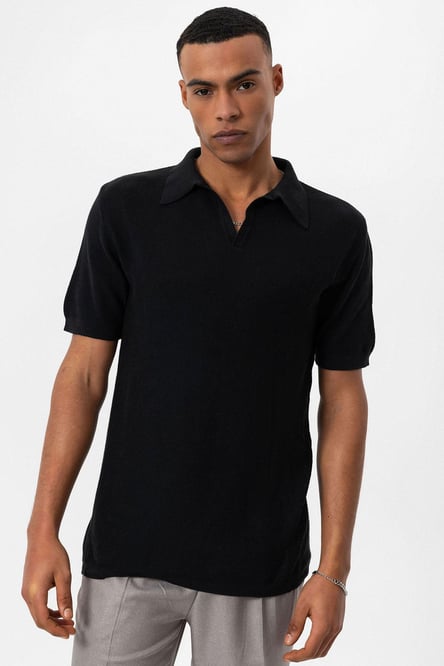 Antioch Black Polo Neck Men's Knitwear T-Shirt