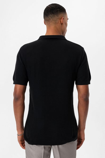 Antioch Black Polo Neck Men's Knitwear T-Shirt