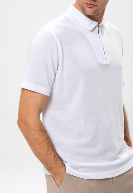 Antioch White Polo Neck Zippered Men's T-Shirt