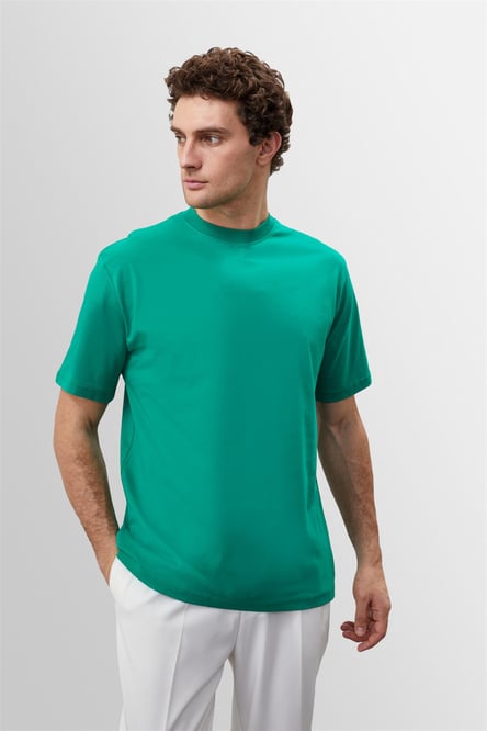 Antioch Çimen Yeşili Bisiklet Yaka Basic T-Shirt