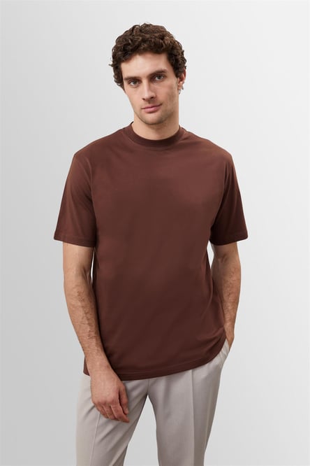 Antioch Kahve Bisiklet Yaka Basic T-Shirt