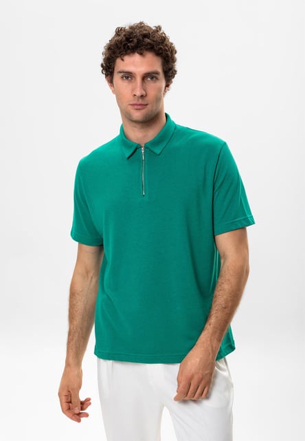 Antioch Neft Polo Neck Zippered Men's T-Shirt