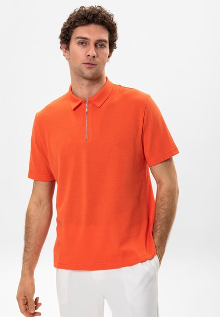 Antioch Salmon Polo Neck Zippered Men's T-Shirt