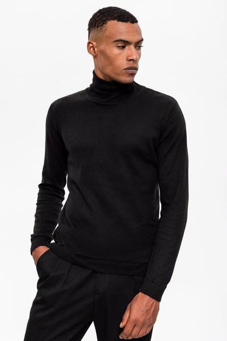 Black Full Turtle Men's Knitwear