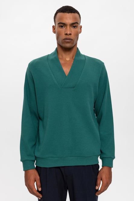 Green V-Neck Men's Sweater