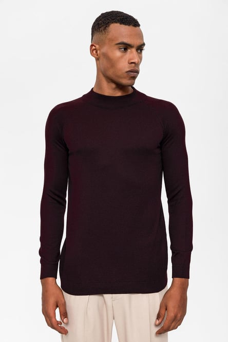 Plum Half Collar Men's Knitwear