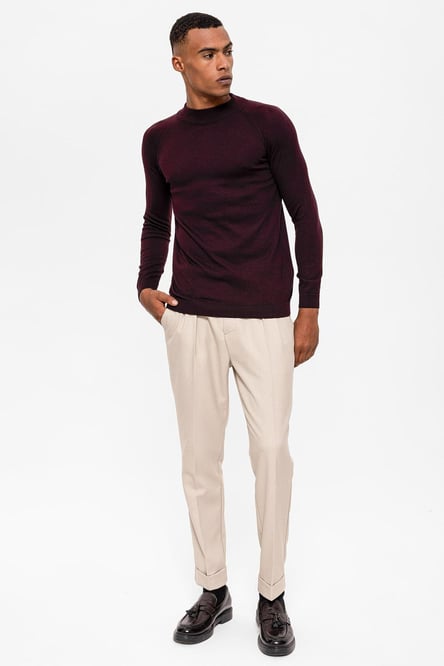 Plum Half Collar Men's Knitwear