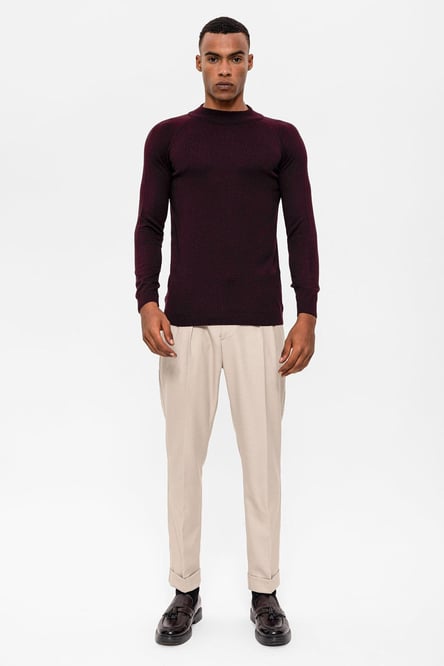 Plum Half Collar Men's Knitwear