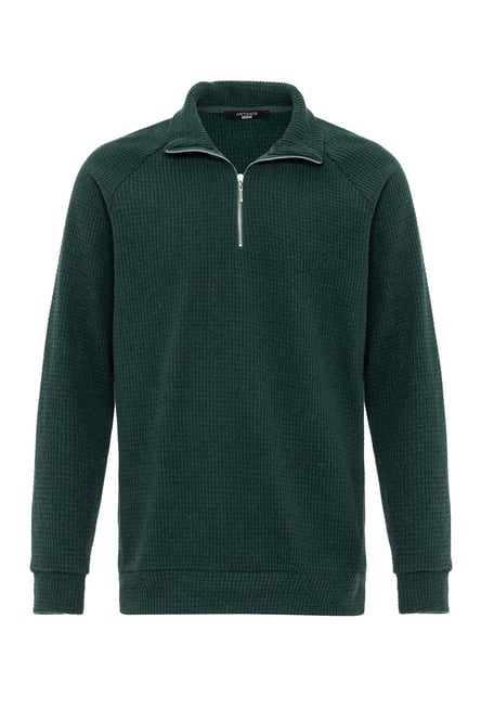 Antioch Green Half Zipper High Collar Men's Sweater