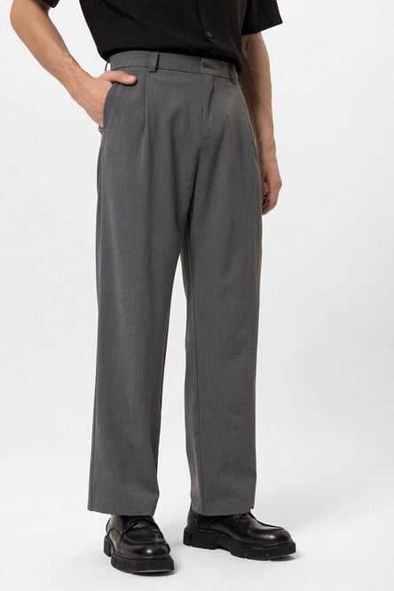 Gray High Waist Baggy Men's Trousers